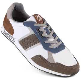 Zapatos deportivos cómodos de hombre en piel, multicolor Bugatti NN153208 blanco