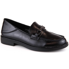Mocasines mujer piel tacón bajo negro Vinceza 58233