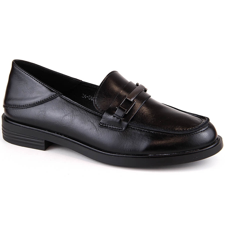Mocasines mujer piel tacón bajo negro Vinceza 58233