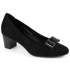 Zapatos tacón mujer ante calado negro Vinceza 58255
