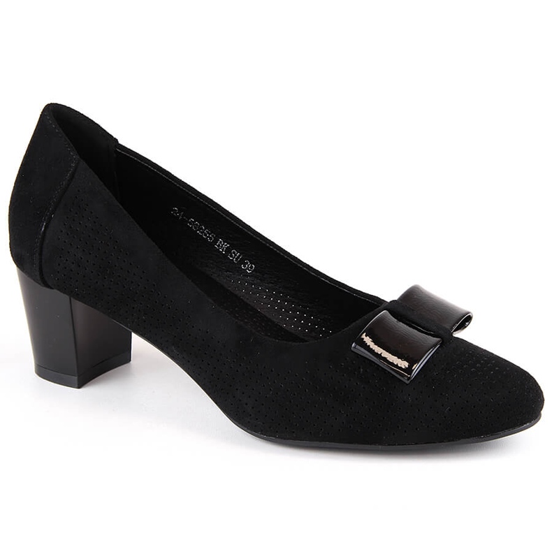 Zapatos tacón mujer ante calado negro Vinceza 58255