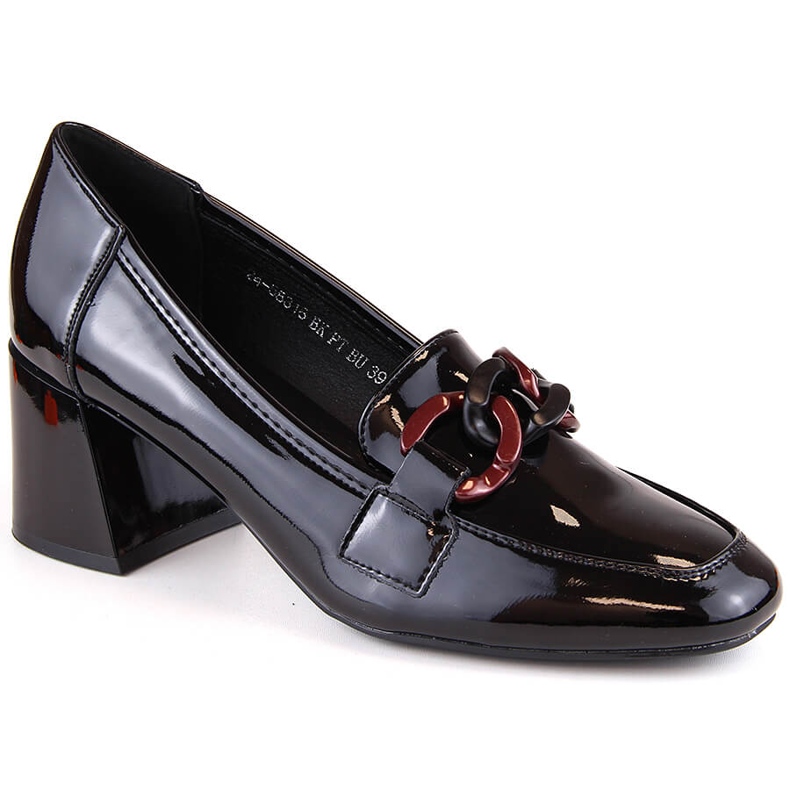 Zapatos de tacón para mujer en charol, negro, Vinceza 58318