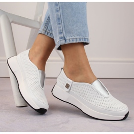 Zapatos deportivos sin cordones para mujer, cómodos, de piel, blanco, T.Sokolski 456
