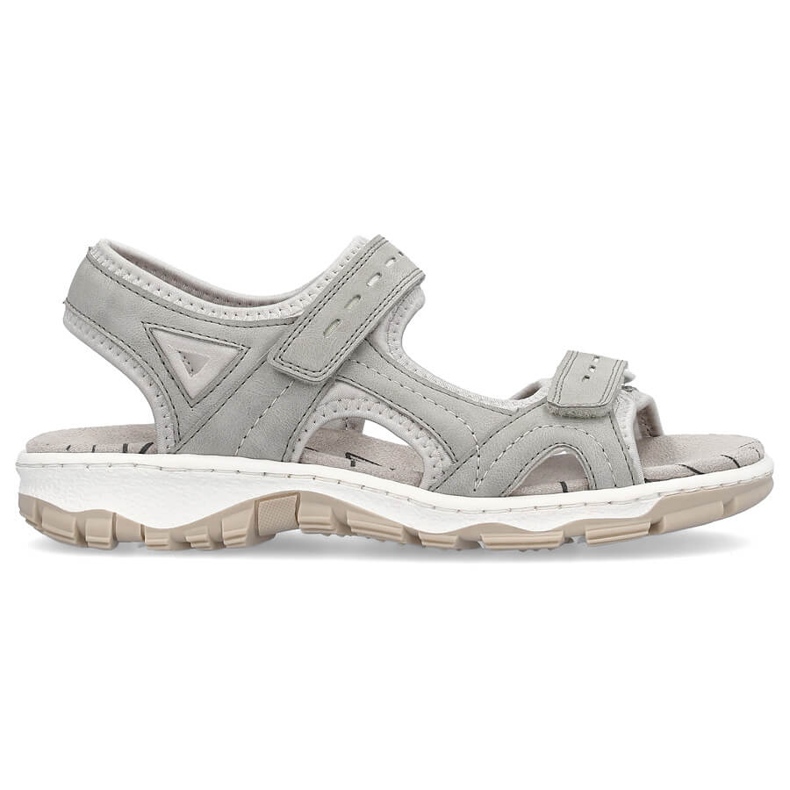 Sandalias deportivas cómodas de mujer con velcro, gris Rieker 68866-40