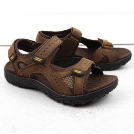 Sandalias hombre piel ante con velcro, marrón McKeylor 87975