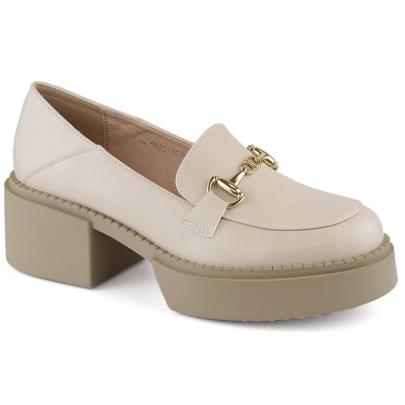 Zapatos de mujer, mocasines de mujer con tacón alto y plataforma, beige McKeylor