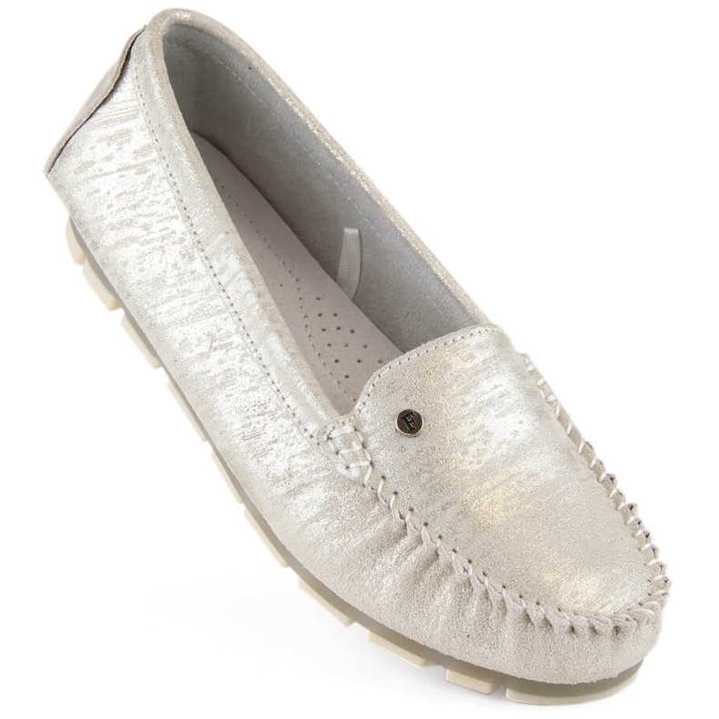 Mocasines slip-on de mujer Filippo DP2037/24 GO de piel beige