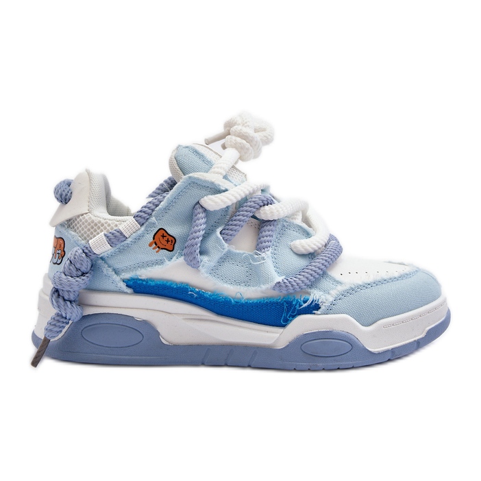 Zapatillas de mujer con cordones gruesos, azul Miatora
