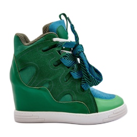 Zapatillas Mujer Cuña Verde Leoppa