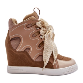 Zapatillas Mujer Cuña Beige Leoppa