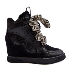 Zapatillas Mujer Cuña Negro Leoppa