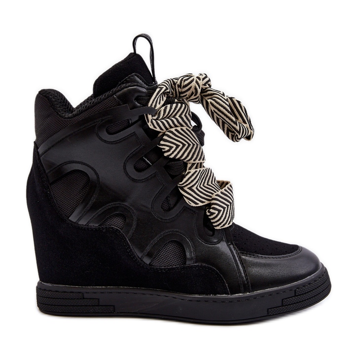 Zapatillas Mujer Cuña Negro Leoppa
