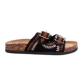 Chanclas de mujer con suela de corcho, Negro Fannea