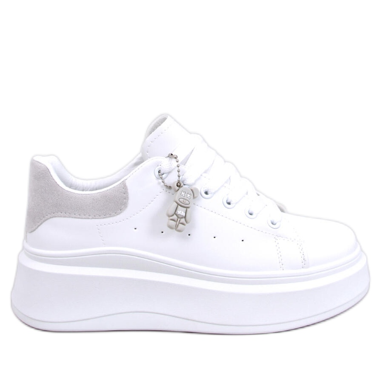 Liezel Zapatillas cuña gris con colgante blanco