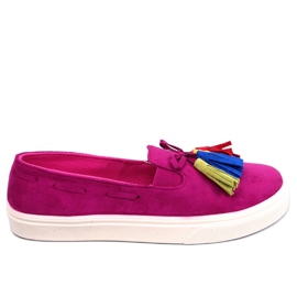 Zapatillas Salma fucsia con flecos rosa