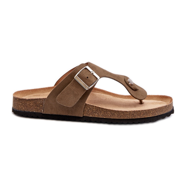 Chanclas de mujer con corcho, verde oscuro, Elina