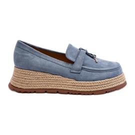 Mocasines de Mujer con Suela Trenzada, Azul Torresia