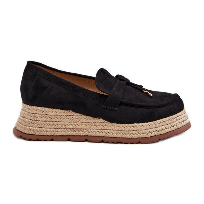 Mocasines de Mujer con Suela Trenzada, Negro Torresia