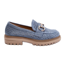 Mocasines Mujer Calados Con Adorno, Azul Talesse