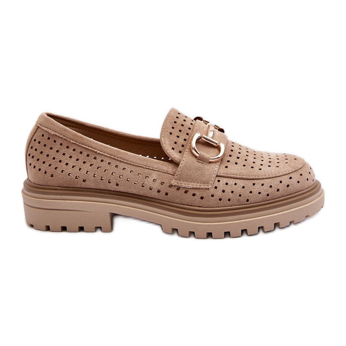 Mocasines Mujer Calados Con Adorno, Beige Talesse
