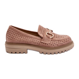 Mocasines Mujer Calados Con Decoración, Rosa Talesse rosado