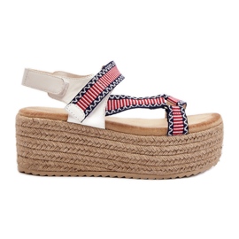 Sandalias de mujer con suela maciza trenzada, Luminea blanca blanco