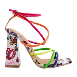 Sandalias de tacón de moda Josette multicolor rosado
