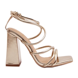 Sandalias de tacón alto Josette Gold de moda dorado