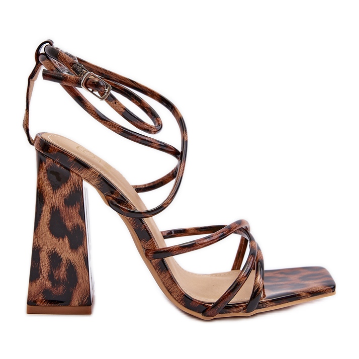 Sandalias De Tacón Alto Marrón De Moda Josette