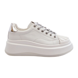 Zapatillas Mujer de Piel con Plataforma GOE NN2N4033 Blanco