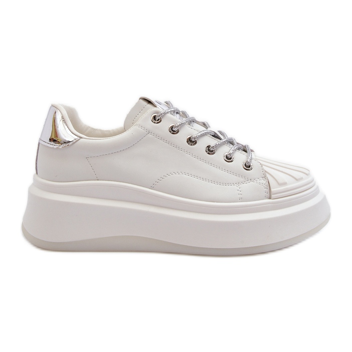Zapatillas Mujer de Piel con Plataforma GOE NN2N4033 Blanco