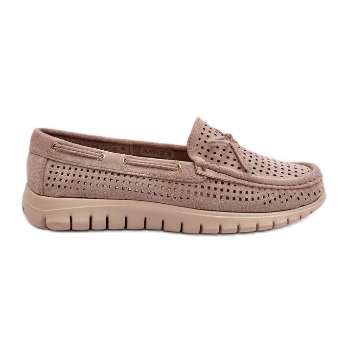 Vinceza Mocasines de mujer beige con lazo Reece