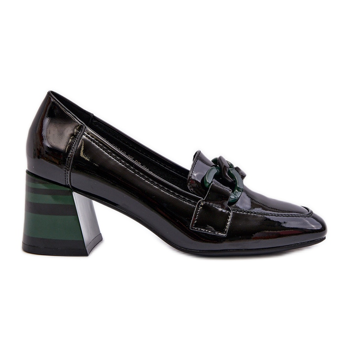 Vinceza Zapatos de salón de charol Paliotte negros con cadena