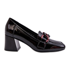Vinceza Zapatos de salón de charol Paliotte negros con cadena