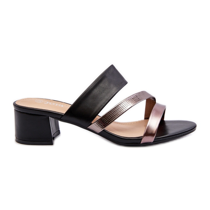 Chanclas Tacón Bajo Mujer Negro Rosila