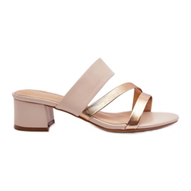 Chanclas Mujer Tacón Bajo Beige Rosila