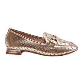 Mocasines de mujer con tacón plano y decoración dorada Iluvana dorado