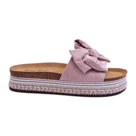 Chanclas de Mujer con Plataforma y Lazo, Morado Evatria violeta