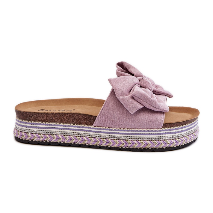 Chanclas de Mujer con Plataforma y Lazo, Morado Evatria violeta
