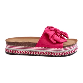 Chanclas de Mujer con Plataforma y Lazo Fucsia Evatria rosa