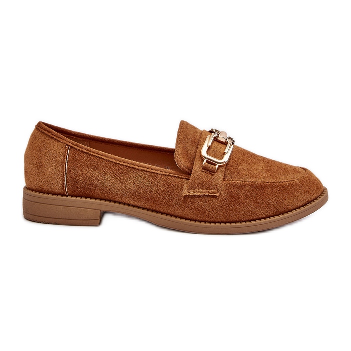 Mocasines De Mujer De Ante Con Tacón Plano Camel Misal marrón