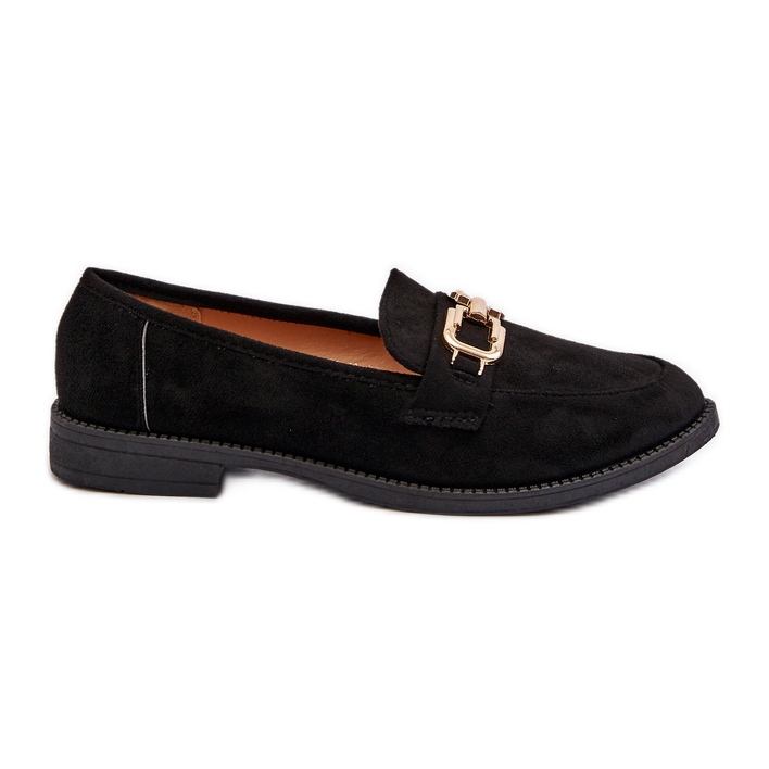 Mocasines Planos Mujer Ante, Negro Misal