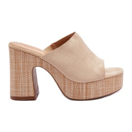 Chanclas de Mujer con Tacón Alto Beige, Siobhan