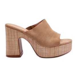 Zapatillas de Mujer con Tacón Alto, Marrón, Siobhan beige