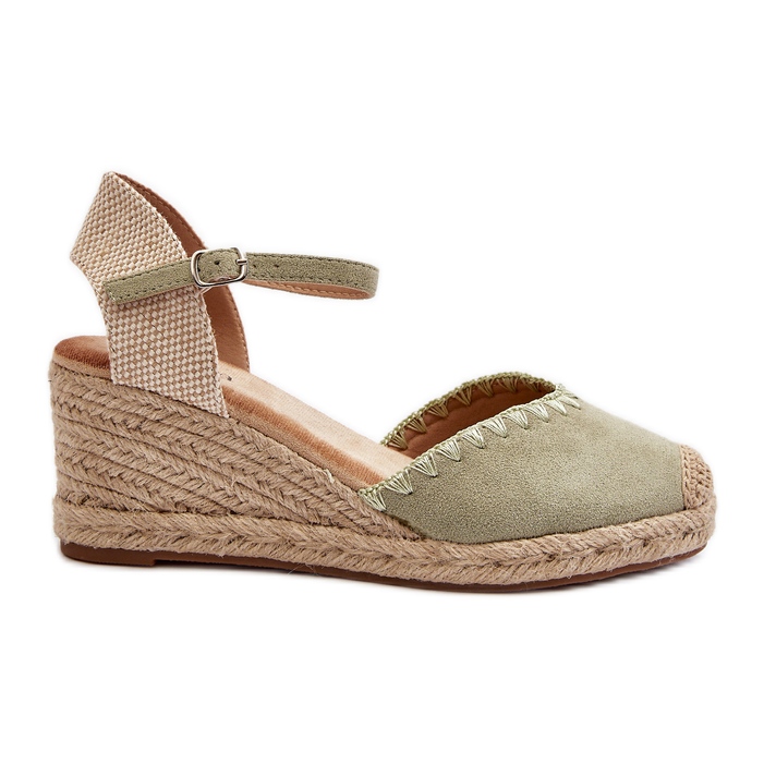Sandalias Alpargata Cuña Ante Con Trenzado, Verde Raylin Sandalias Alpargata Cuña Ante Con Trenzado, Verde Raylin