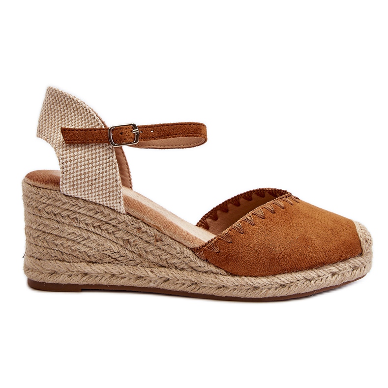 Sandalias De Cuña Alpargatas De Ante Con Trenza Raylin Camel marrón