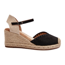 Sandalias Alpargatas De Ante Con Cuña Y Trenza, Negro Raylin