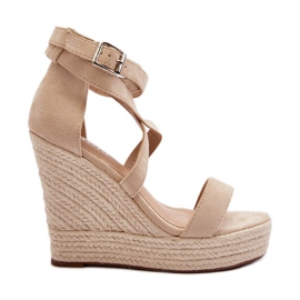 Sandalias cuña Salthe beige con trenza