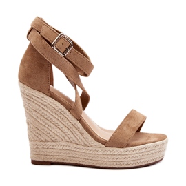 Sandalias de cuña con trenza, Marrón Salthe beige