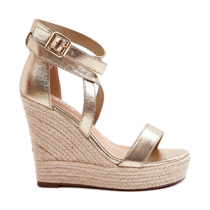 Sandalias cuña trenza Salthe dorada dorado